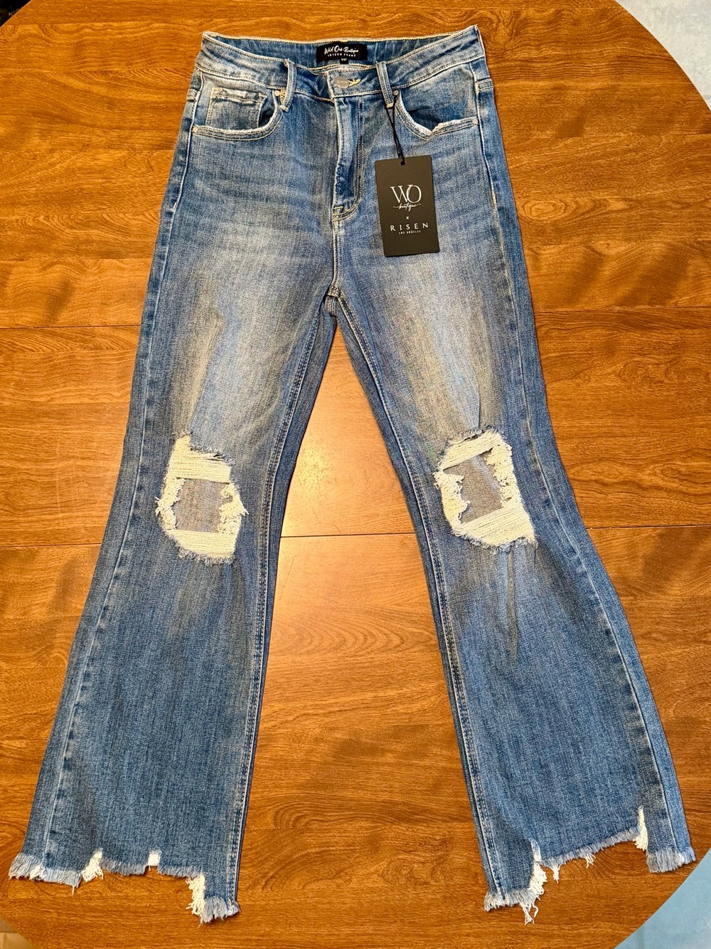 NWT Risen Rudy Wide Leg Distressed Jeans - Blue